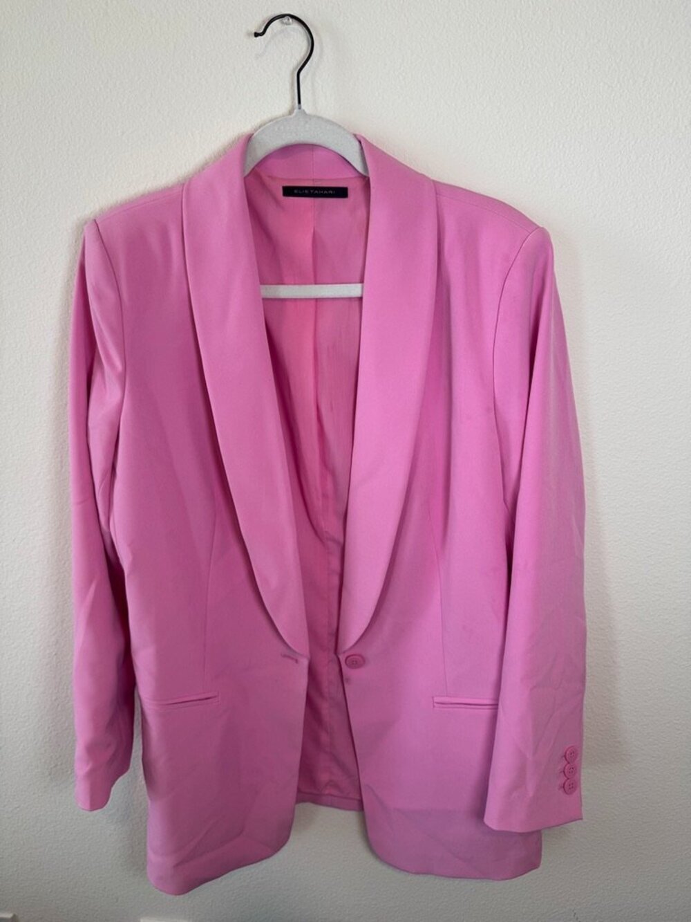 Pink Elie Tahari Single Button Blazer in Peony